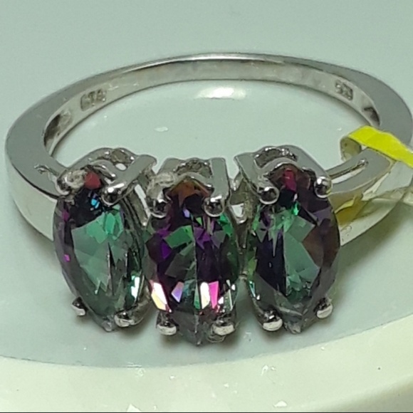 🍒NWT! Northern Lights Mystic Topaz Trilogy Ring - Picture 3 of 7